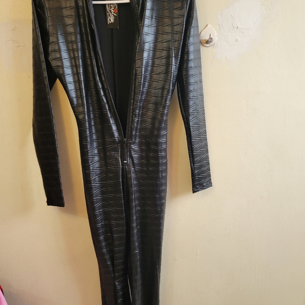 Black zip up jump suit